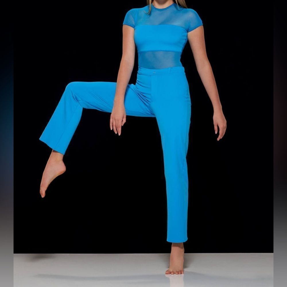 Kelle dance costume aqua blue 2 piece pants NEW SUITS YOU LEOTARD 5349 SA